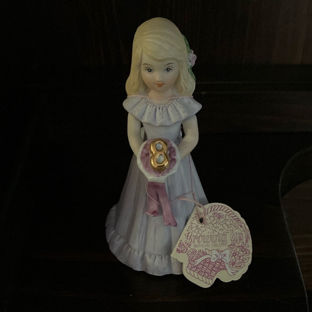 Growing Up Girl Figurine - Blonde with Purple Dress
